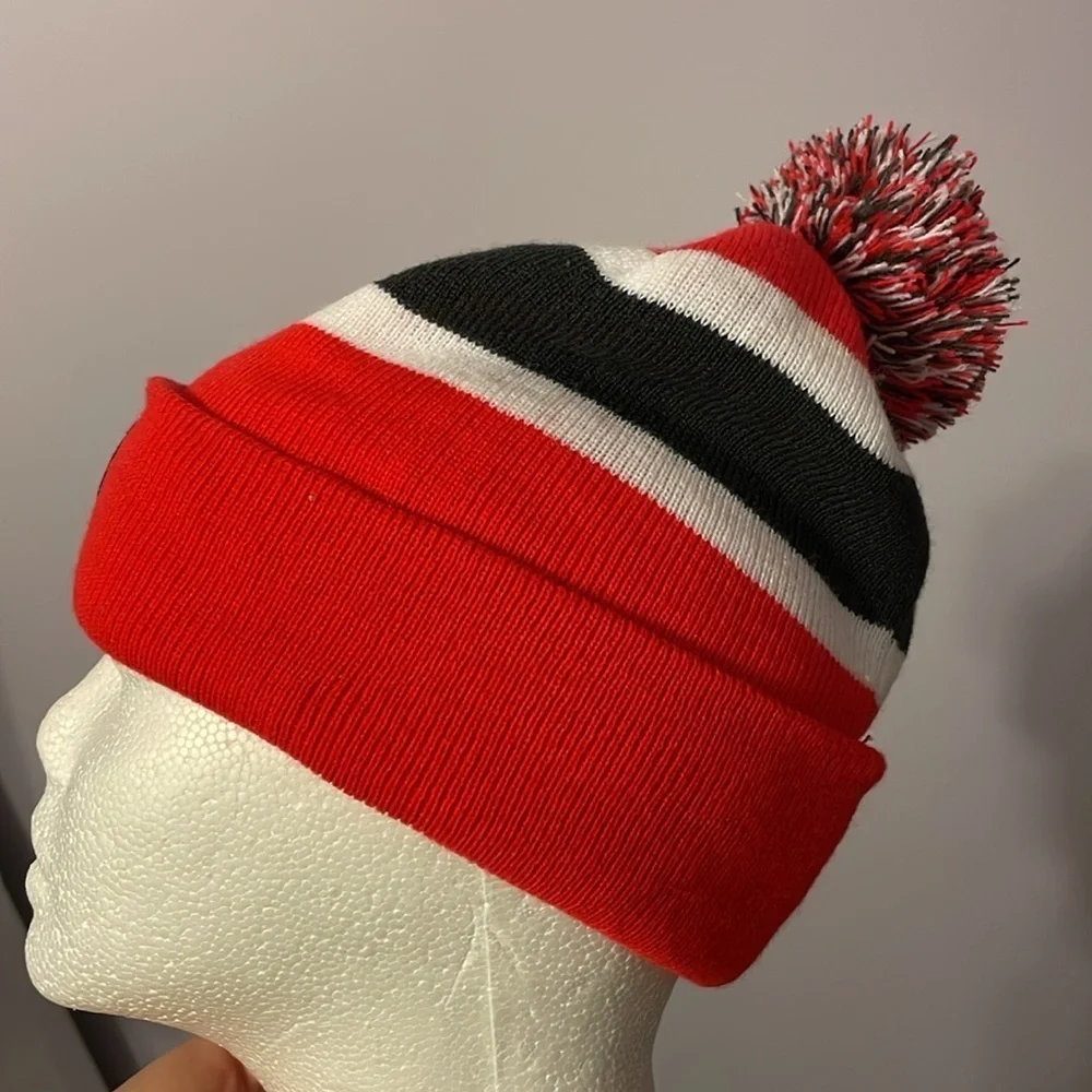 NFL Team Apparel Tampa Bay Buccaneers Knit Beanie Hat with Pom Pom Striped OS